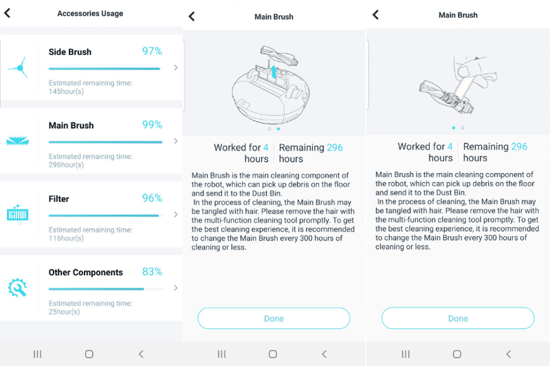 Wartungshinweise für den Yeedi Staubsauger-Roboter werden in der Yeedi App angezeigt